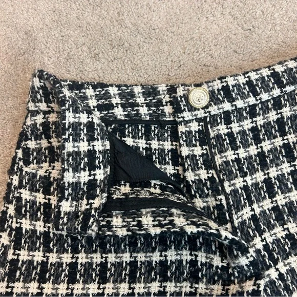 Zara black white textured woven tweed high waisted shorts Sz L NWT - Picture 8 of 15